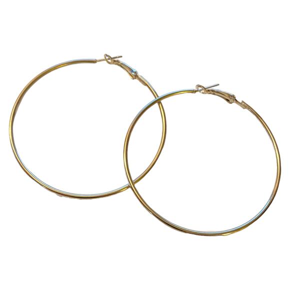 Silver Oversized Hoop Earrings NEW - Picture 1 of 4